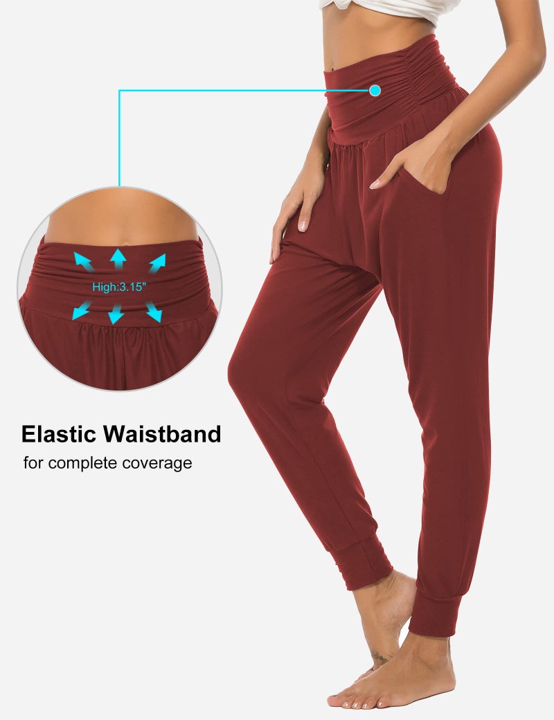 DIBAOLONG Womens Yoga Sweatpants Loose Workout Joggers Pants Comfy Lounge Pants with Pockets Burgundy M - Image 4